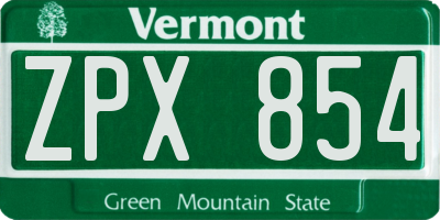 VT license plate ZPX854