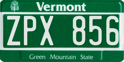 VT license plate ZPX856