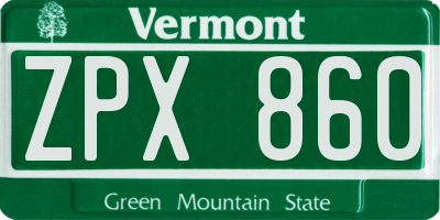 VT license plate ZPX860