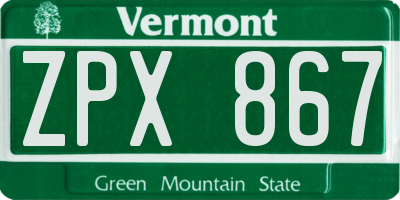 VT license plate ZPX867