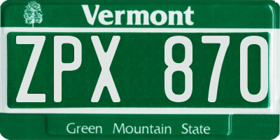 VT license plate ZPX870
