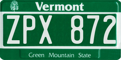 VT license plate ZPX872