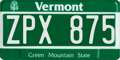 VT license plate ZPX875
