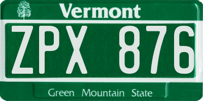 VT license plate ZPX876