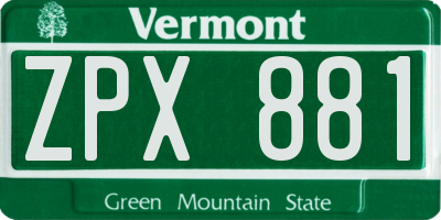 VT license plate ZPX881