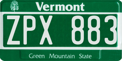 VT license plate ZPX883