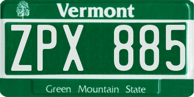 VT license plate ZPX885