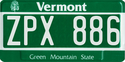 VT license plate ZPX886