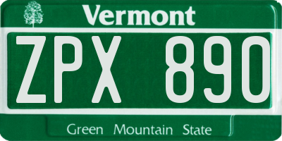 VT license plate ZPX890
