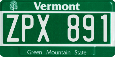 VT license plate ZPX891