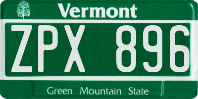 VT license plate ZPX896