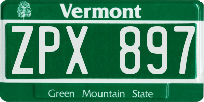 VT license plate ZPX897