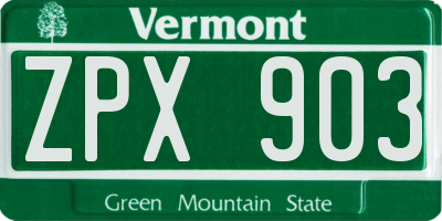VT license plate ZPX903