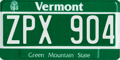 VT license plate ZPX904