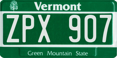 VT license plate ZPX907