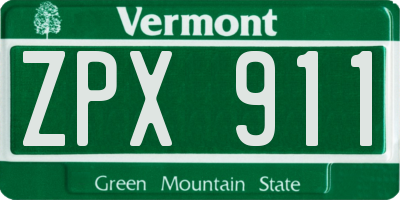 VT license plate ZPX911