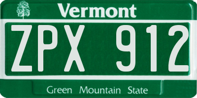 VT license plate ZPX912