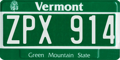 VT license plate ZPX914