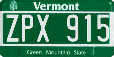VT license plate ZPX915