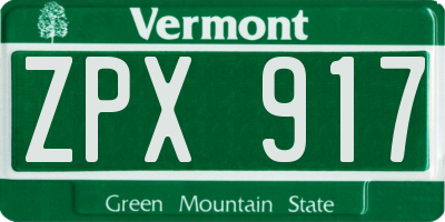 VT license plate ZPX917