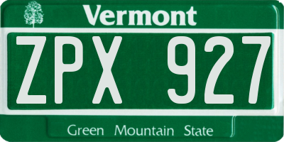 VT license plate ZPX927
