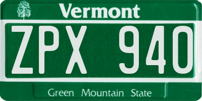 VT license plate ZPX940
