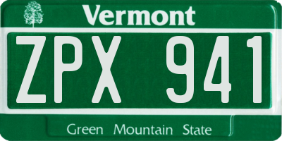 VT license plate ZPX941
