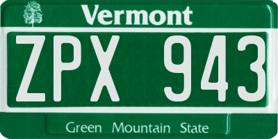 VT license plate ZPX943