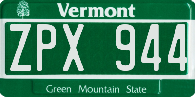 VT license plate ZPX944