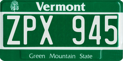 VT license plate ZPX945