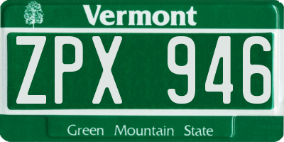 VT license plate ZPX946