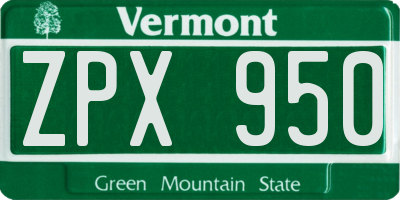 VT license plate ZPX950