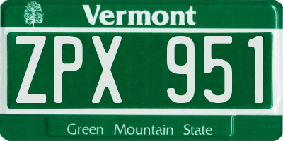 VT license plate ZPX951