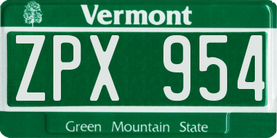 VT license plate ZPX954