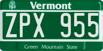 VT license plate ZPX955