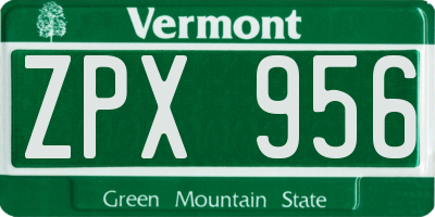 VT license plate ZPX956