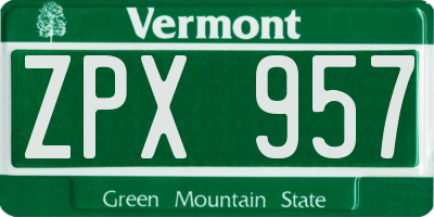 VT license plate ZPX957