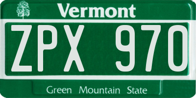VT license plate ZPX970