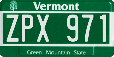 VT license plate ZPX971