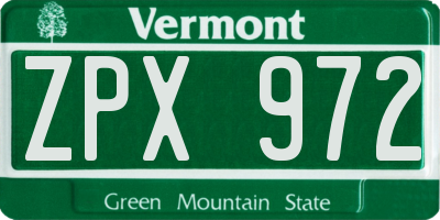 VT license plate ZPX972