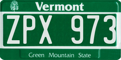 VT license plate ZPX973
