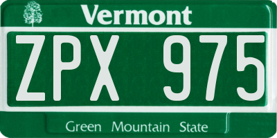 VT license plate ZPX975