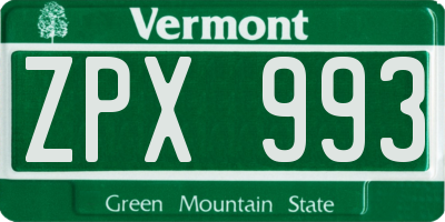 VT license plate ZPX993