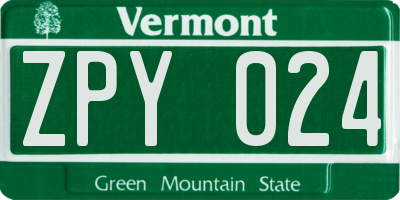 VT license plate ZPY024