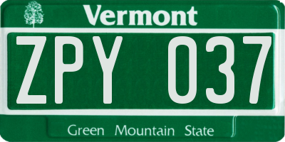 VT license plate ZPY037