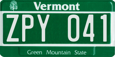 VT license plate ZPY041
