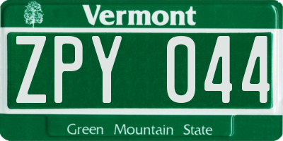 VT license plate ZPY044