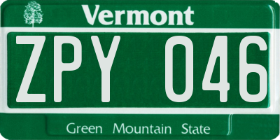 VT license plate ZPY046
