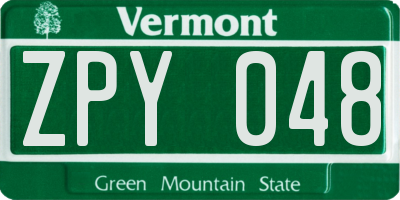 VT license plate ZPY048