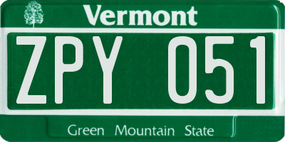 VT license plate ZPY051